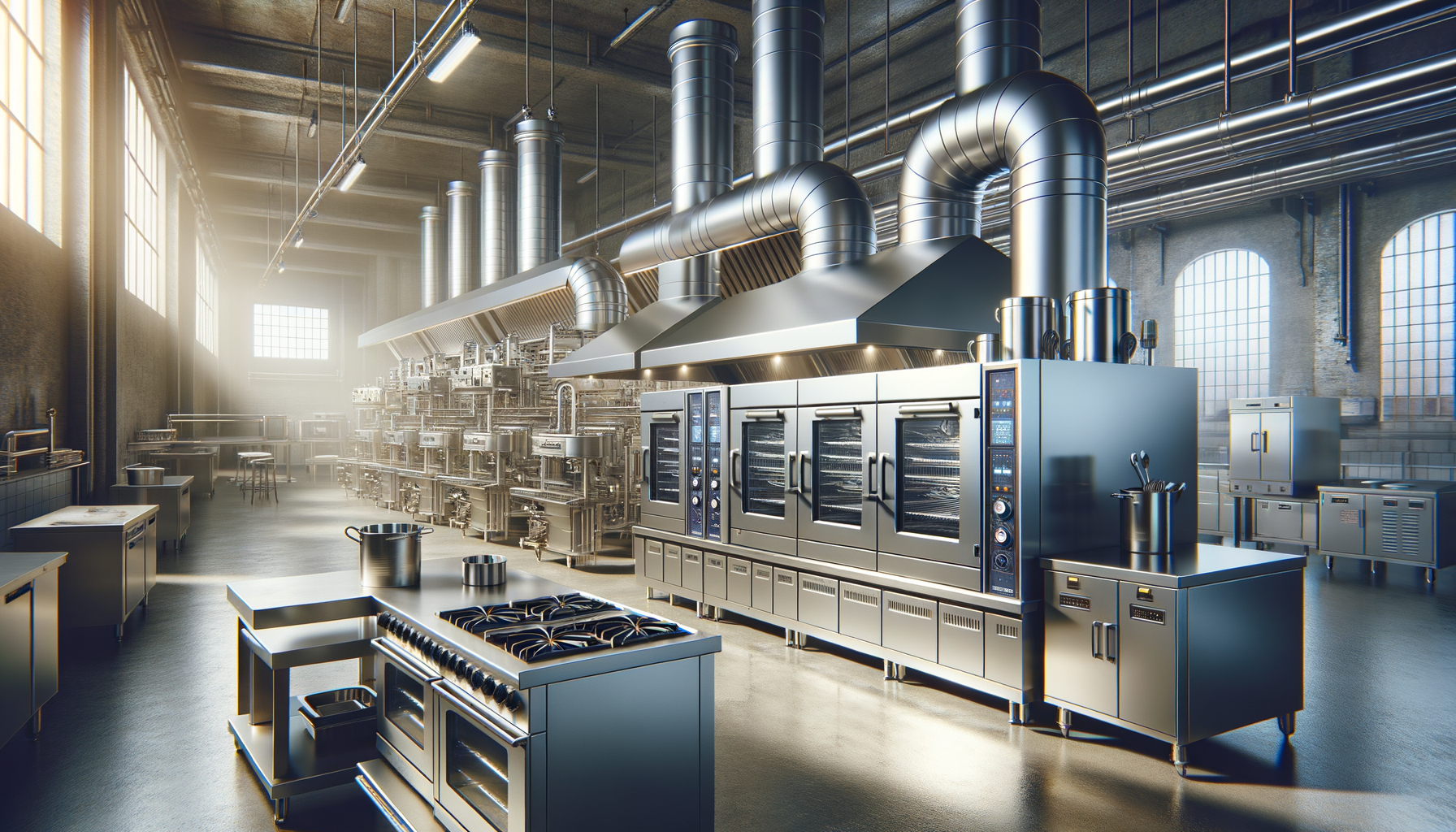 Exploring Industrial Machine Solutions: High-Performance Steam and Stove Ovens with Commercial Kitchen Hood Integration